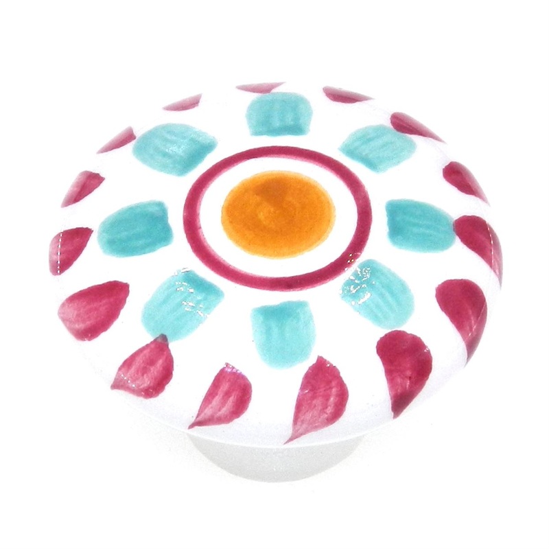Laurey Hardware Sorrento White Hand-Painted 1 1/2 Round Cabinet Knob 08600