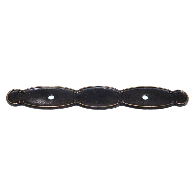 National Lock Company Antique English 3 Ctr. Cabinet Pull Backplate 6353-4A