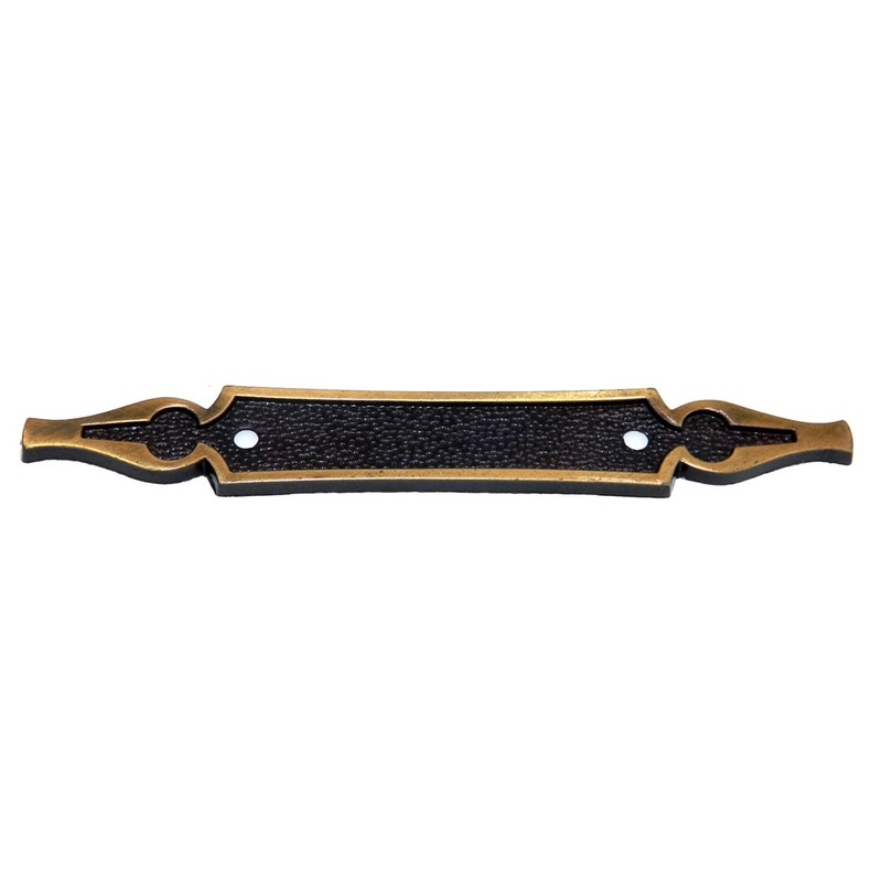 National Lock Company Antique English 3 Ctr. Cabinet Pull Backplate 6357-4A