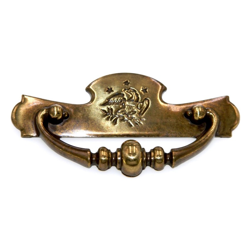 National Lock Company Governor Winthrop American Eagle 3 Ctr. Brass Drawer Pull 6220-4A