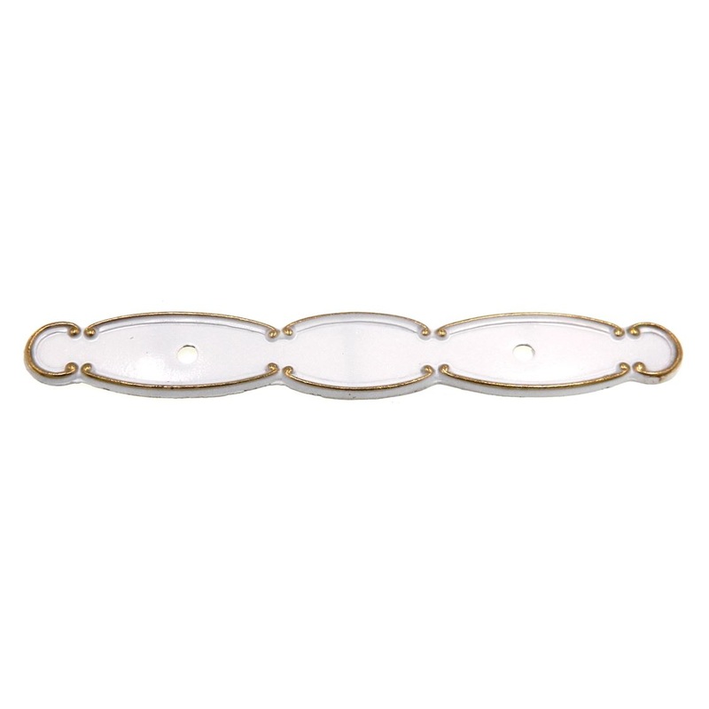 National Lock Company White, Gold 3 Ctr. Cabinet Pull Backplate 6353-5C