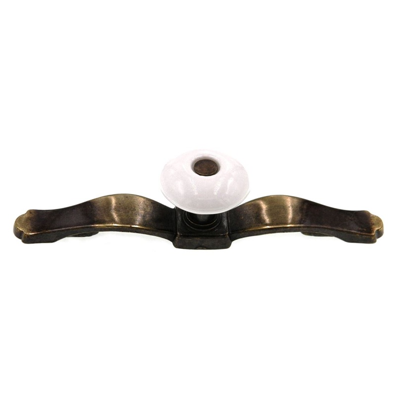 National Lock White, Brass 1 1/4 Furniture Knob with 5 1/8 Backplate 6274-WB