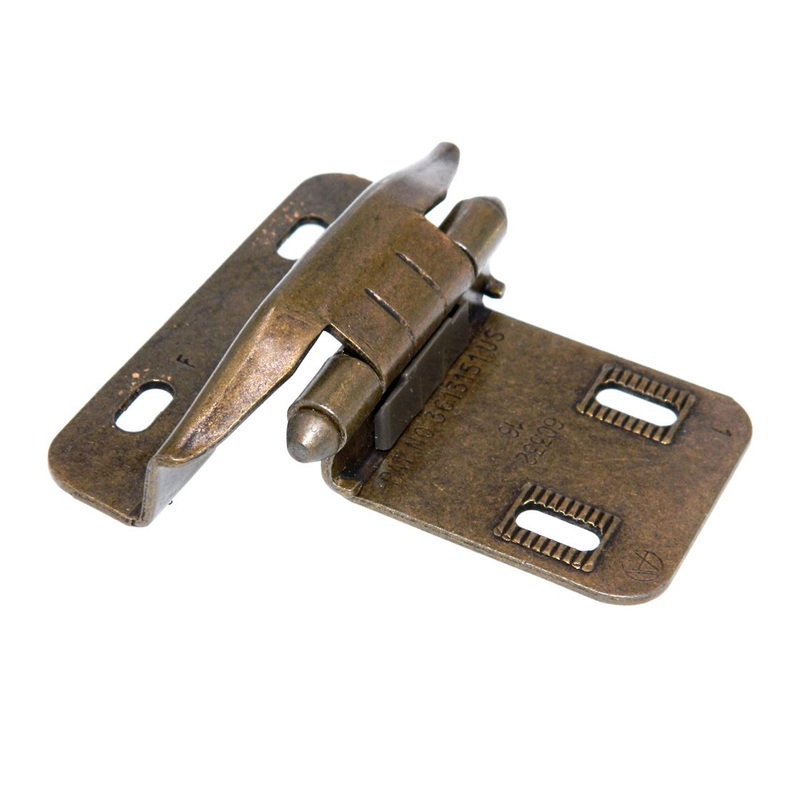 Pair Amerock Brass Partial Wrap Hinges 3/8 Overlay Bullet Tip BP79880-BT