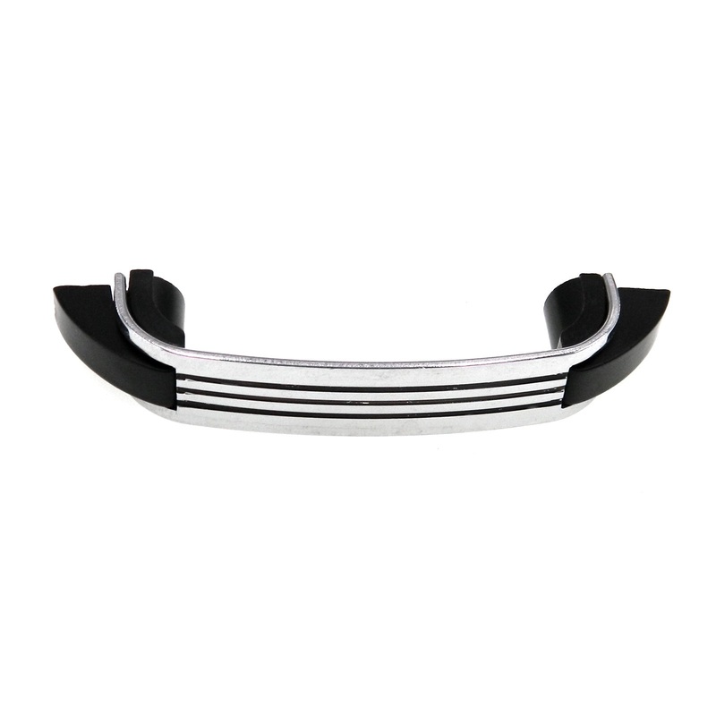 Vintage Amerock DeLuxe Chrome Black Trim Lines 3 Ctr. Drawer Pull EO8260-BLK