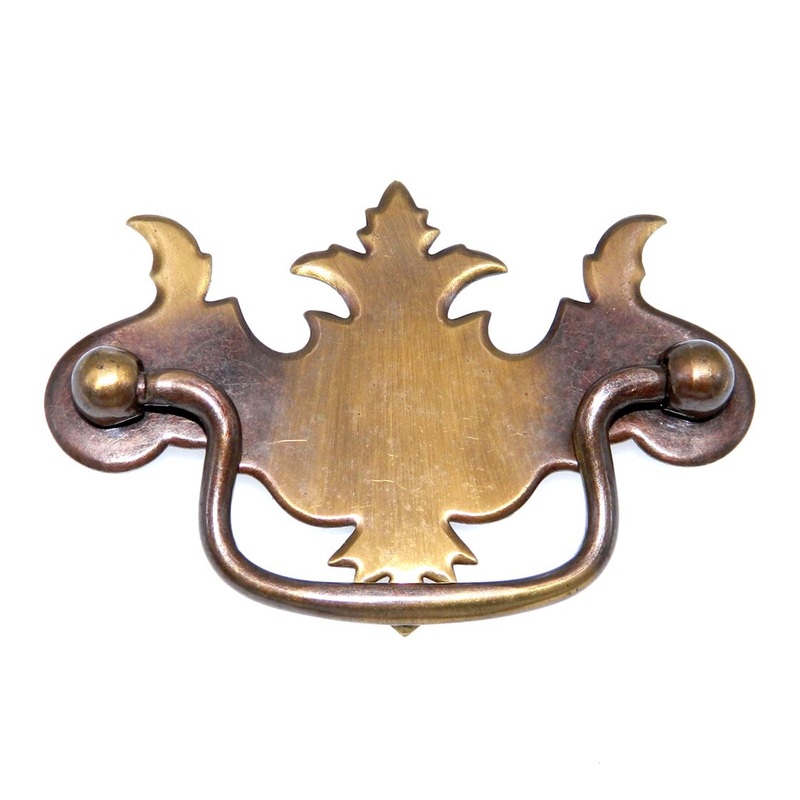 Vintage National Lock Antique English 3 Ctr. Cabinet Pull Handle 611-4A R611-4A