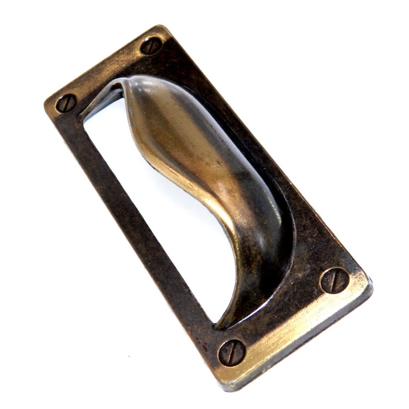 Vintage National Lock Antique English 3 Ctr. Cup Pull Drawer Handle 3824-4A