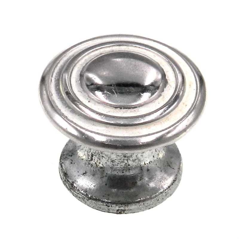 Vintage National Lock Aristocrat Chrome With White Lines 1 Cabinet Knob N61-242