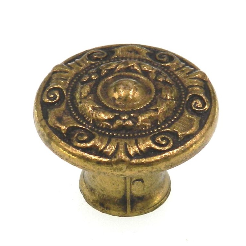 Vintage National Lock Company Period Brass 1 1/16 Round Furniture Knob R603