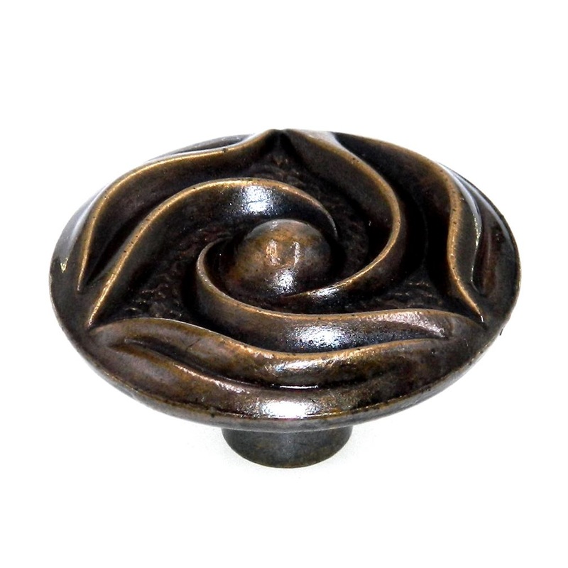 Vintage National Lock French Classic Brass 1 1/2 Rose Furniture Knob V672-4A