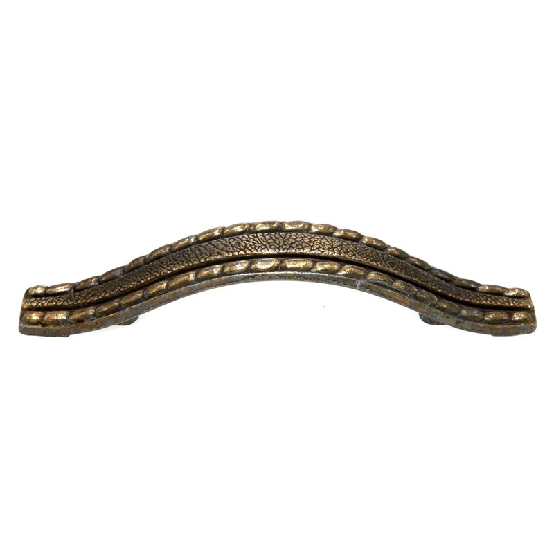 Vintage National Lock French Gilt 3 Ctr. Rope Braid Cabinet Pull Handle 3773-5A
