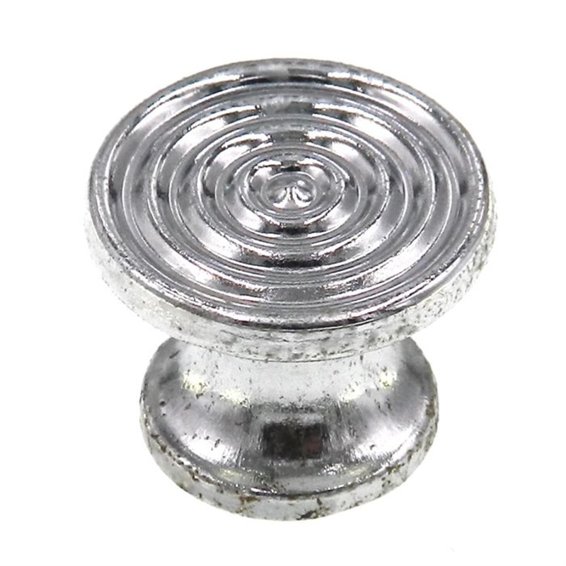 Vintage National Lock Modern Polished Chrome With Lines 1 Cabinet Knob N61-478
