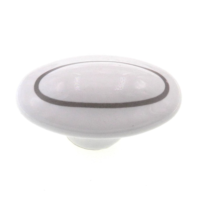 Amerock Ceramics White With Gray Circle 1 13/16 Cabinet Knob BP5314-GC