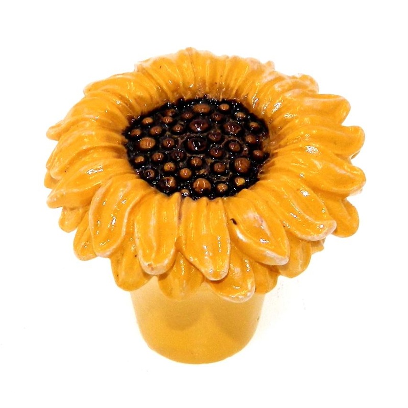 Amerock Funzie’Z Hand Painted 1 13/32 Yellow Sun Flower Cabinet Knob BP9379-HP