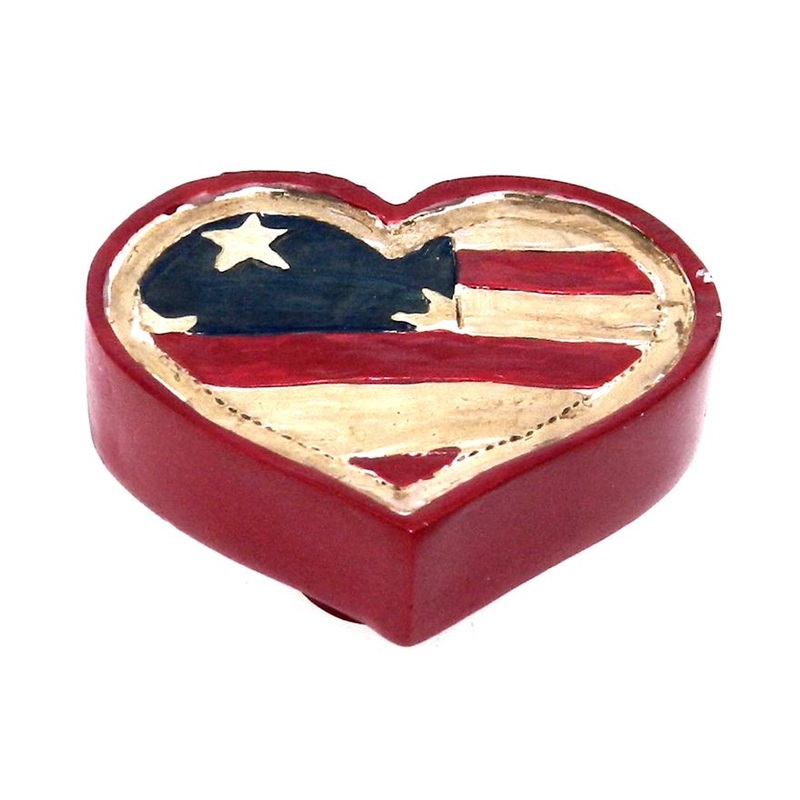 Amerock Hero’Z Hand Painted 1 3/4 Red Flag Heart Cabinet Knob BP9392-HP