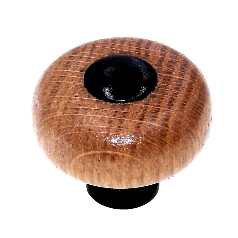 Amerock Oak Wood Finishes With Black 1 1/2 Round Cabinet Knob BP818-WD