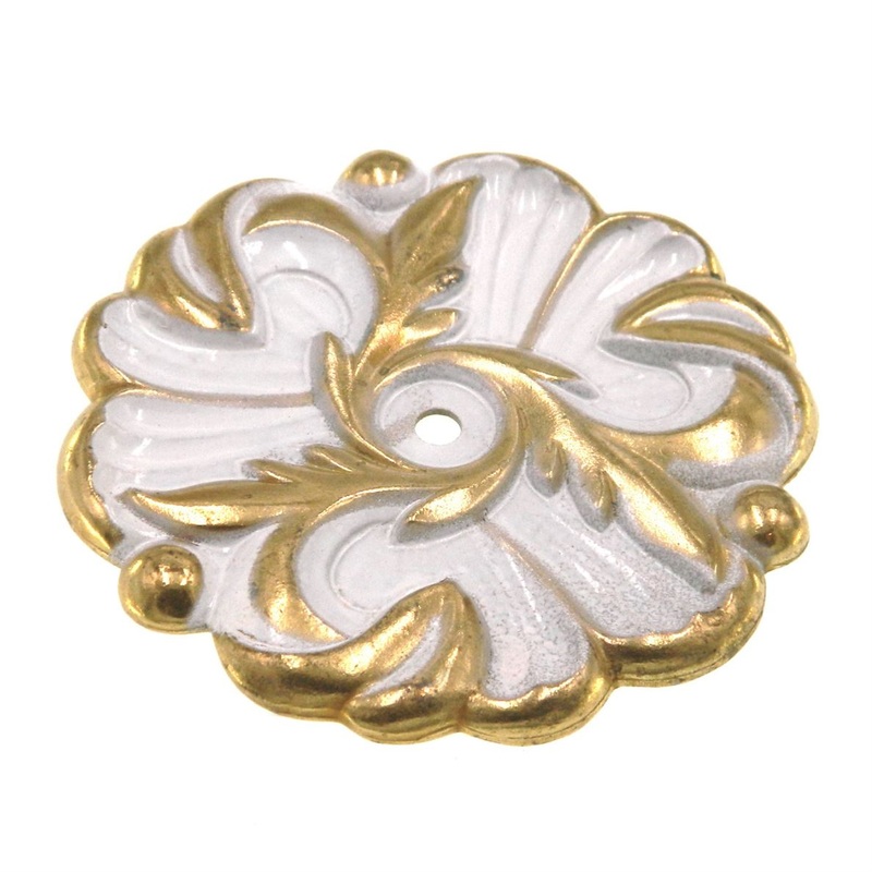 Amerock Provincial Ivory Gold 2 3/4 Round Cabinet Knob Backplate BP3408-BW