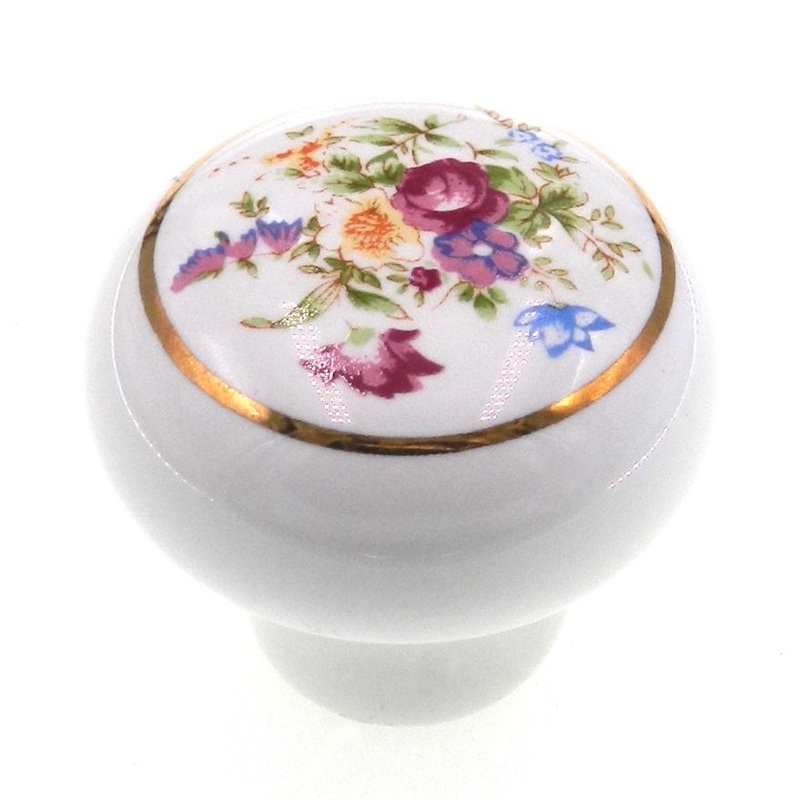 Belwith Products English Cozy White Floral Bouquet 1 3/8 Cabinet Knob P631-BQ