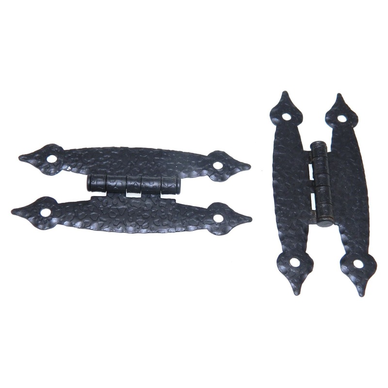 Pair Amerock Merit Hammered, Spade Tip Colonial Black Flush H Hinges BP1766-CB