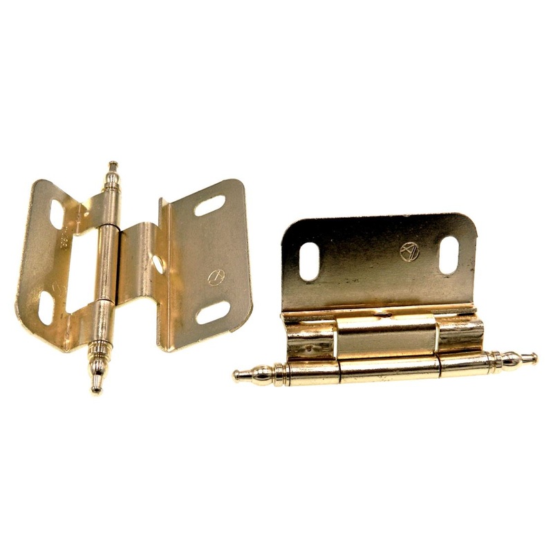 Pair Amerock Minaret Tip Polished Brass Cabinet Hinge 3/8 Inset PK7687M-PB