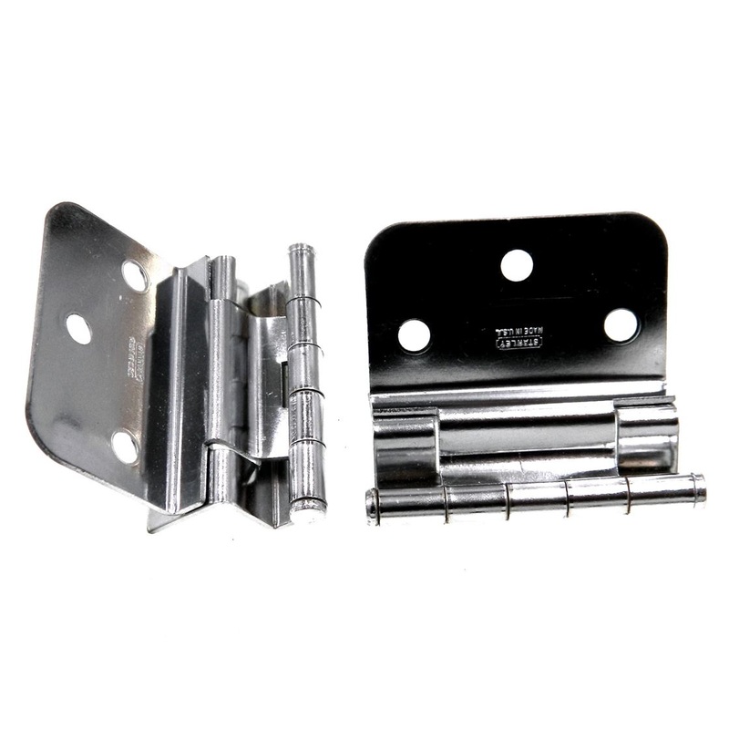 Pair of Stanley Polished Chrome 3/8 Inset Partial Wrap Loose Pin Hinges 1535