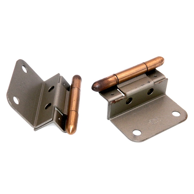 Pair of Stanley Satin Bronze 5/8 Inset Partial Wrap Brass Capped Hinges 1545