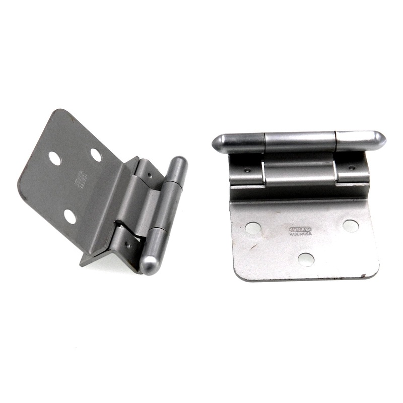 Pair of Stanley Satin Chrome 3/8 Inset Partial Wrap Brass Capped Hinges 1545