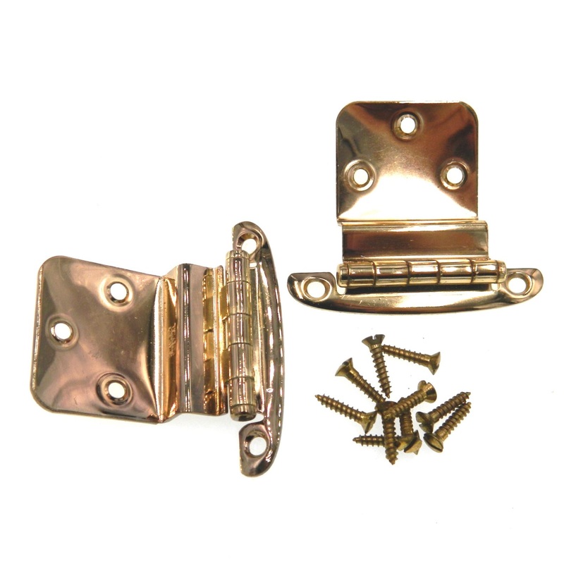 Pair of Vintage Stanley Bright Brass 3/8 Inset Face Mount Hinges 1527-C