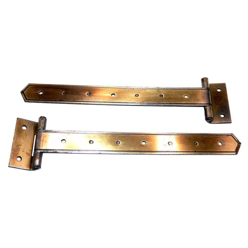 Pair Stanley 6 7/8 Saddle Strap Hinges Antique Brass 3/8 Offset 4312-F3