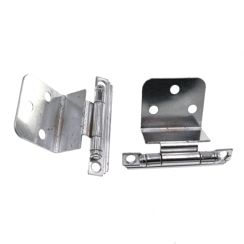 Pair Stanley Art Deco Polished Chrome 3/4 Full Inset Face Mount Hinges 1526-CM