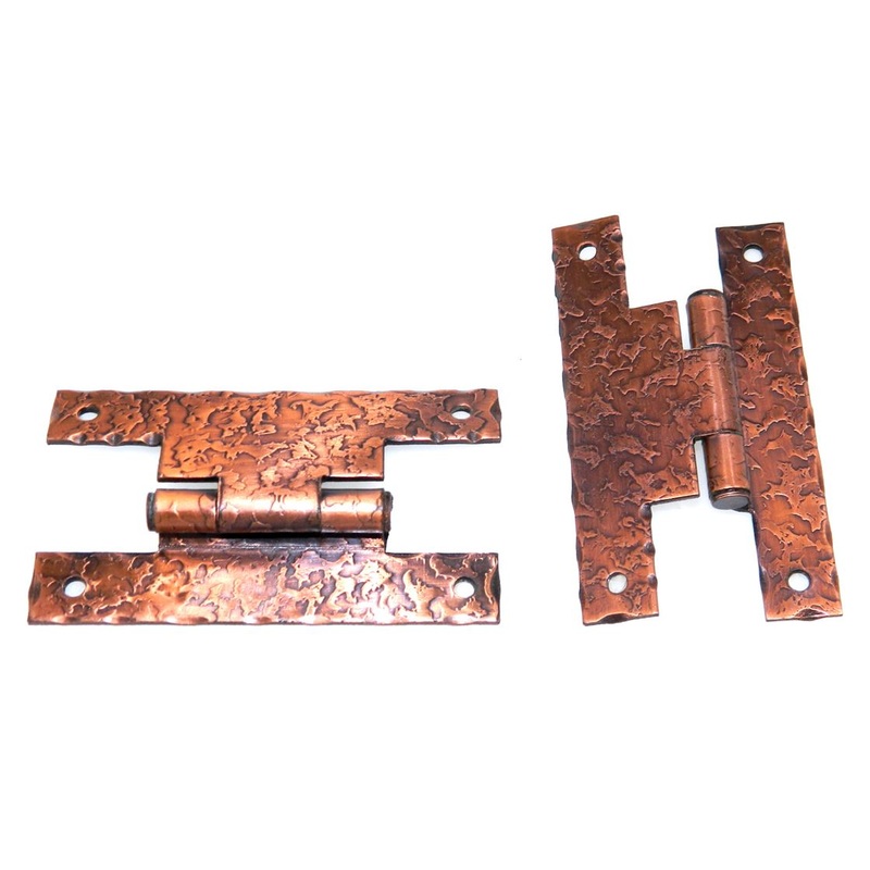 Pair Stanley Square Hammered Antique Copper 3/8 Offset H Hinges W857-3-8-D3