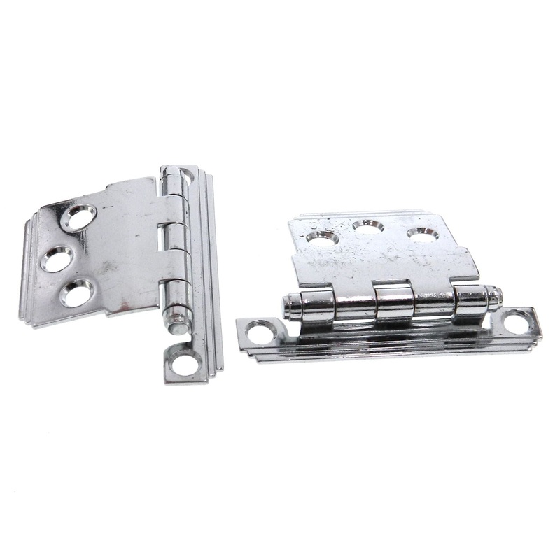 Pair Vintage Stanley Art Deco Chrome 3/8 Offset Surface Cabinet Hinges 1522-CM