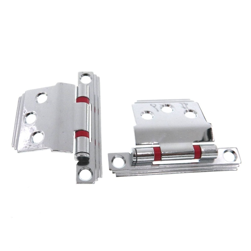 Pair Vintage Stanley Polished Chrome And Red 3/8 Offset Surface Hinge 1522.5-MC