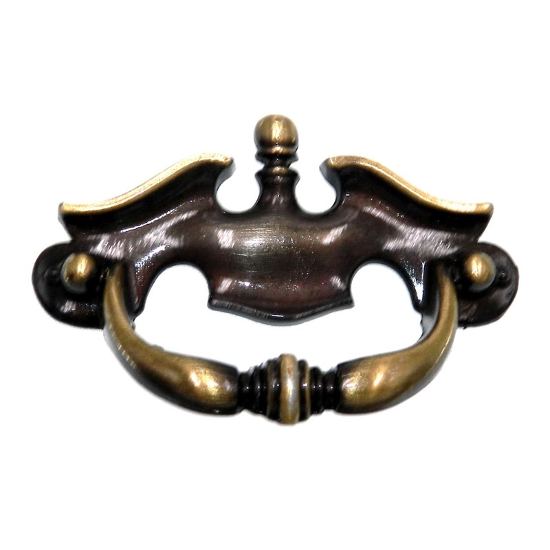Vintage National Lock Antique English 3 Ctr. Drawer Fixed Drop Pull 6474-4A
