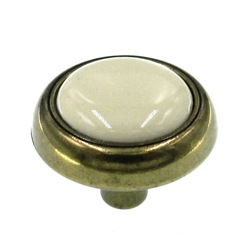Amerock Allison 1 1/8 Cabinet Knob Antique Brass Almond Ceramic Center 262AAB