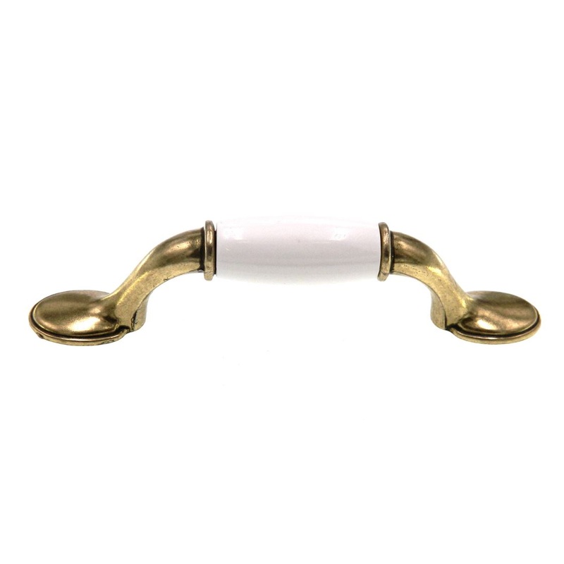 Amerock Allison Light Brass White 3 Ctr. Cabinet Arch Pull Handle BP1925-LBW