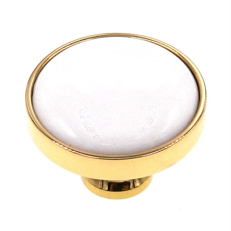 Amerock Allison Solid Brass White Ceramic Center 1 1/4 Cabinet Knob BP1954-BW