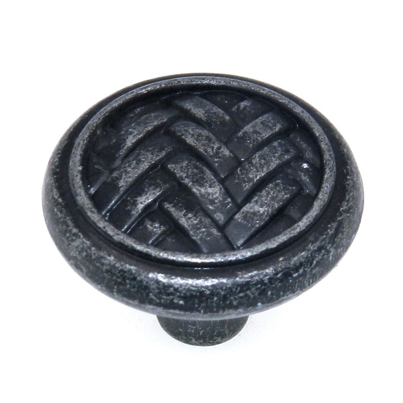 Belwith Catamaran 1 1/4 Round Cabinet Knob Basket Weave Vibra Pewter P7513-VP