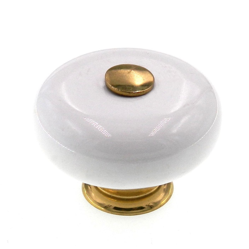 Belwith Keeler Betsy Ross Solid Brass With White 1 1/2 Cabinet Knob A40-PB