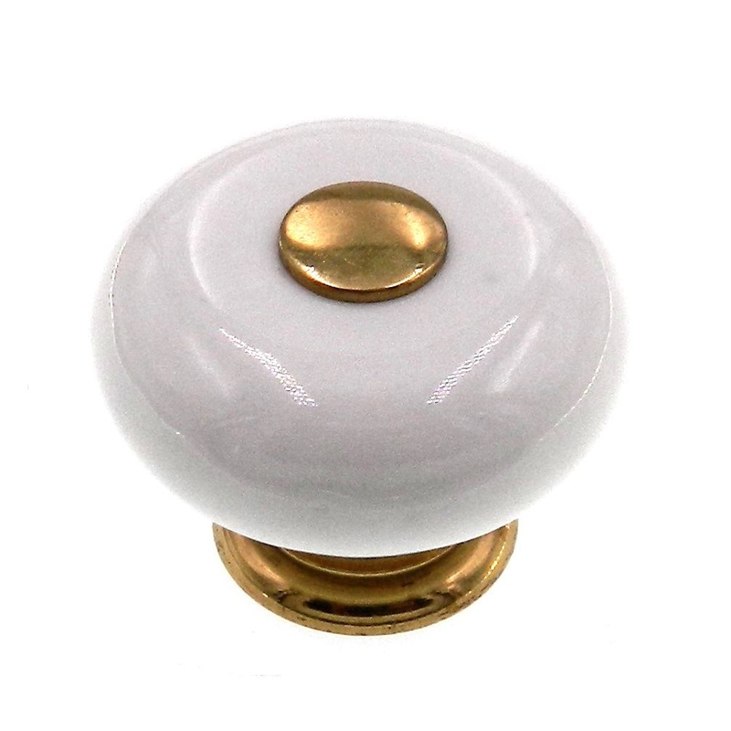 Belwith Keeler Betsy Ross Solid Brass With White 1 1/4 Cabinet Knob A41-PB
