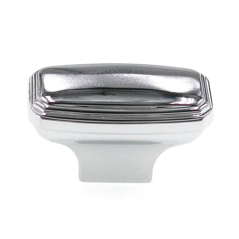 FKI Hardware Period Brass Chrome 1 1/2 Rectangle Solid Brass Cabinet Knob C221