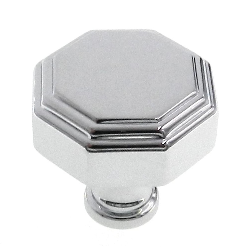 FKI Hardware Period Brass Chrome 1 1/4 Octagon Solid Brass Cabinet Knob C228