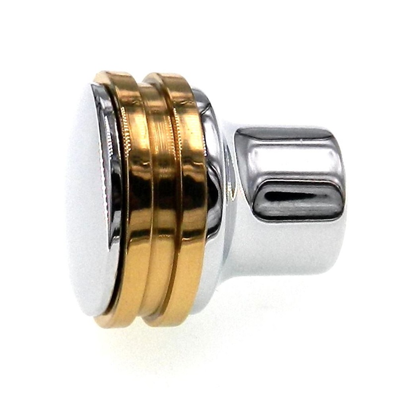 FKI Hardware Period Brass Chrome Solid Brass 1 1/4 Two Tone Cabinet Knob C146