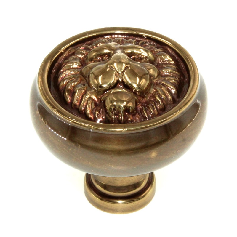 FKI Hardware Period Brass Sherwood Antique 1 1/2 Lion Head Cabinet Knob F103