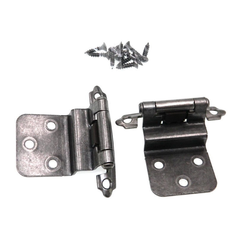 Pair of Amerock Weathered Nickel 3/8 Inset Face Mount Cabinet Hinges BPR3428WN
