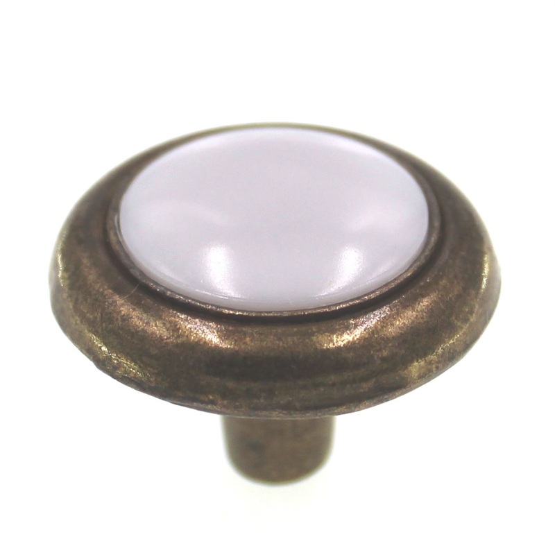 Amerock Allison 1 1/4 Cabinet Knob Antique Brass White Plastic Insert 244WAB