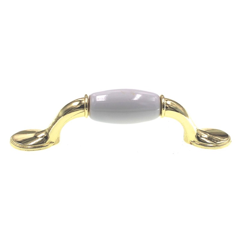 Amerock Allison Polished Brass, White Ceramic Center 3 Ctr. Cabinet Pull 263WPB