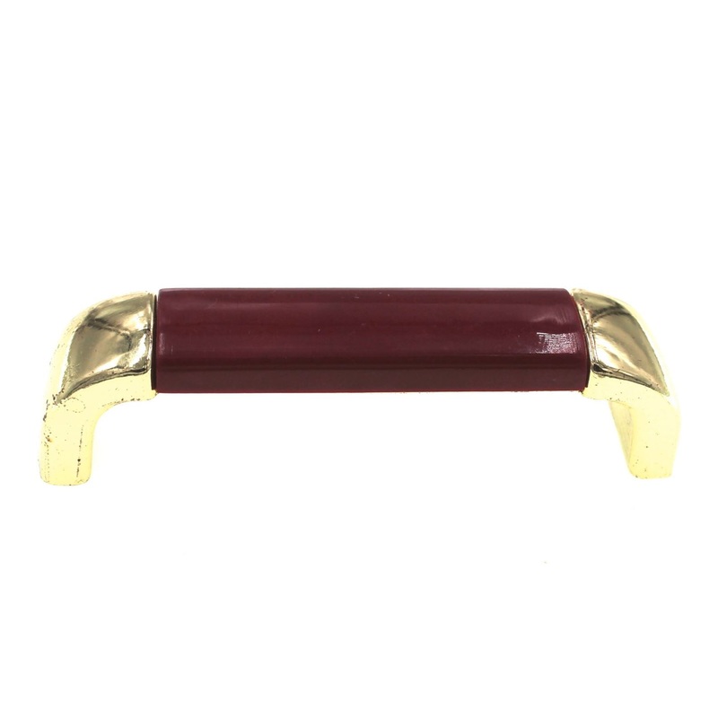 Amerock Metals Bright Brass And Red 3 3/4 (96mm) Ctr. Cabinet Pull BP5525-BE3