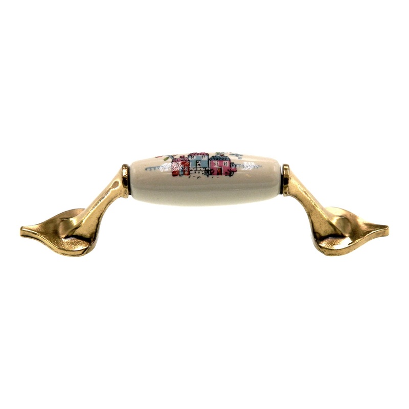 Belwith Heartland Brass With Almond Center 3 Ctr. Cabinet Arch Pull P560-HL