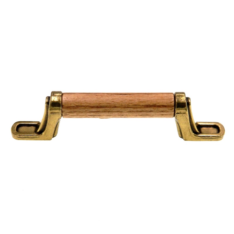 Belwith Woodgrain Burnished Brass, Oak Wood Center 3 Ctr. Cabinet Pull P451-OAK