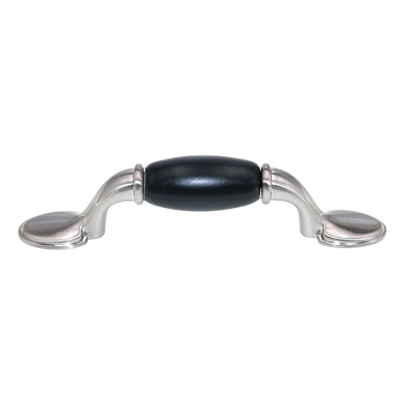 Hickory Hardware Satin Nickel Black Ceramic Center 3 Ctr. Cabinet Pull P796-SNB